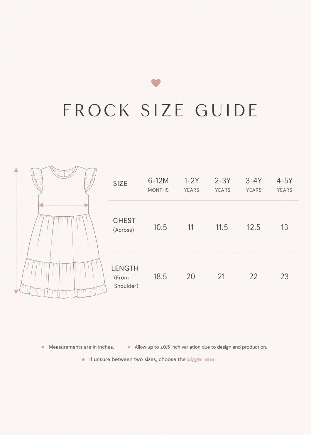 Frock Size Guide Frock Size Guide