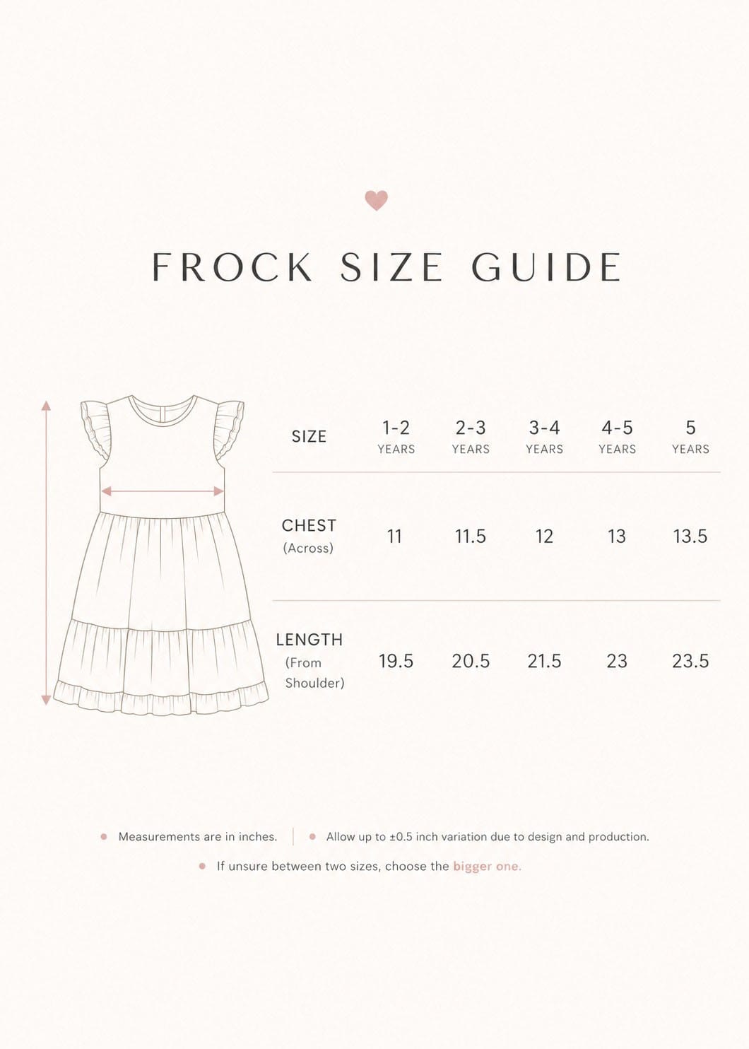 Frock Size Guide
