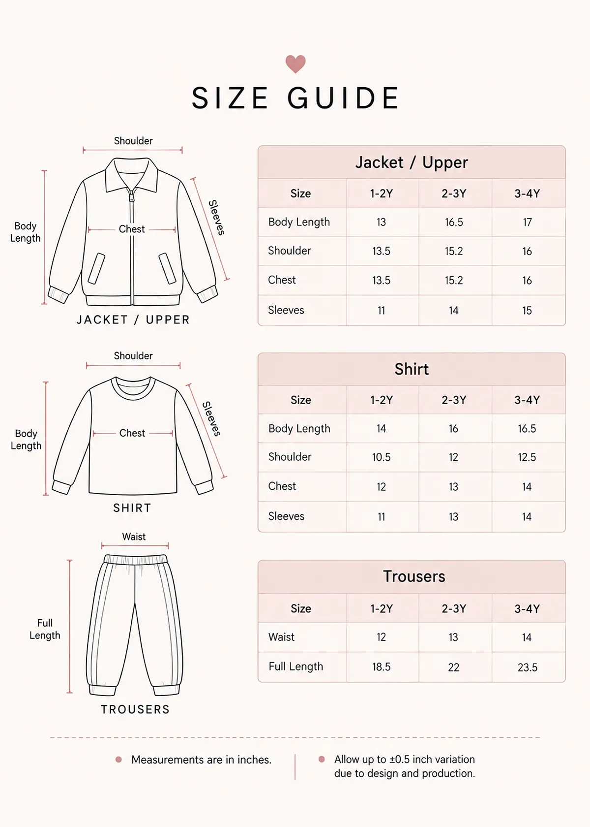 premium lion cub tracksuit 3 piece size guide