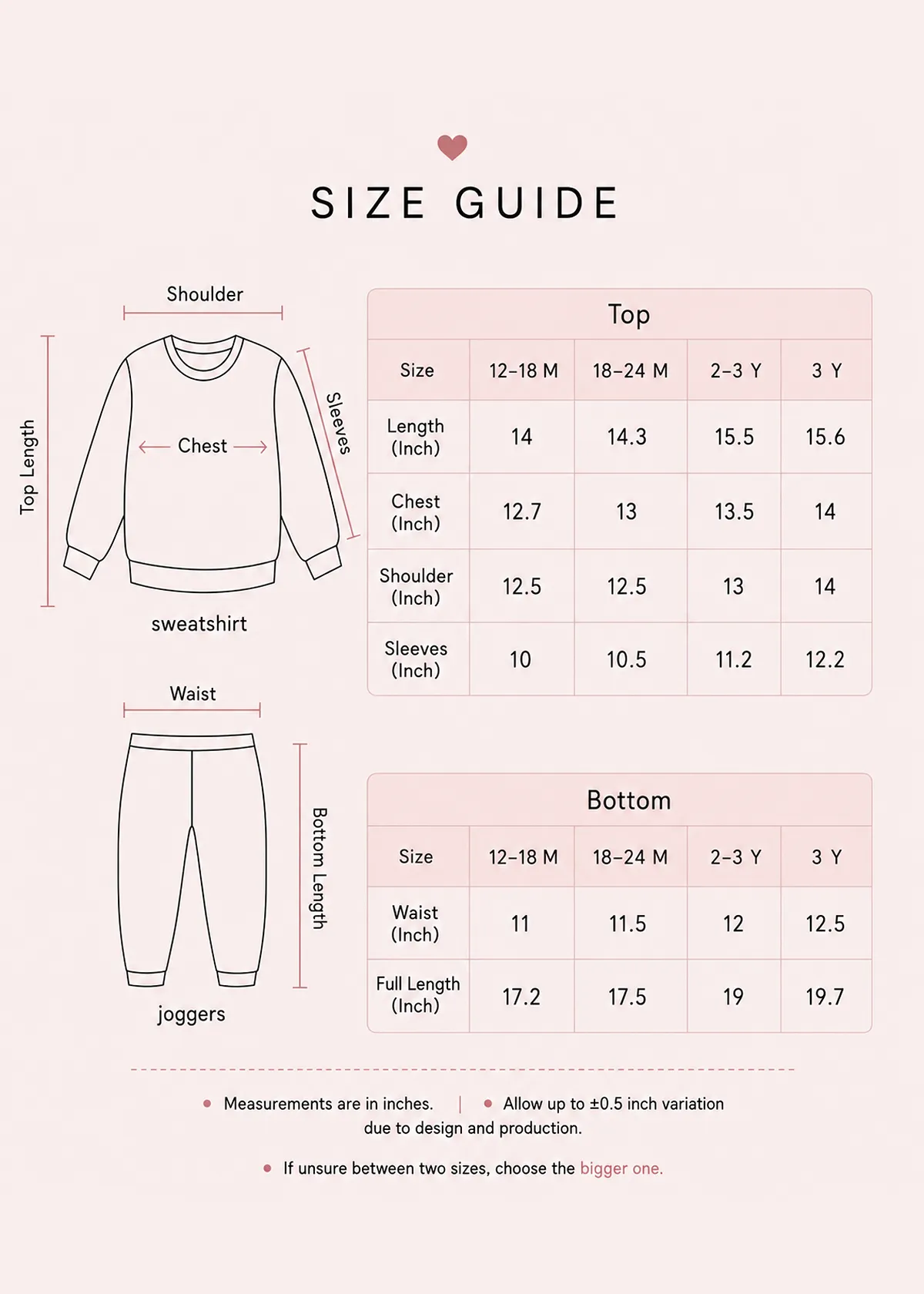 pretty pink butterfly co ord size guide