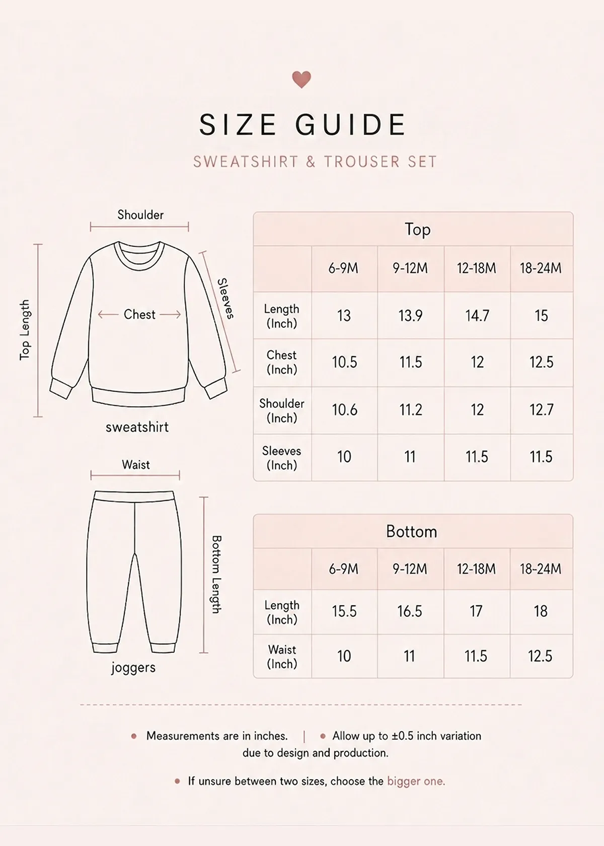stylish bunny co ord size guide